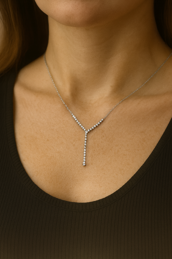18K Gold Natural Diamond Necklace White Gold