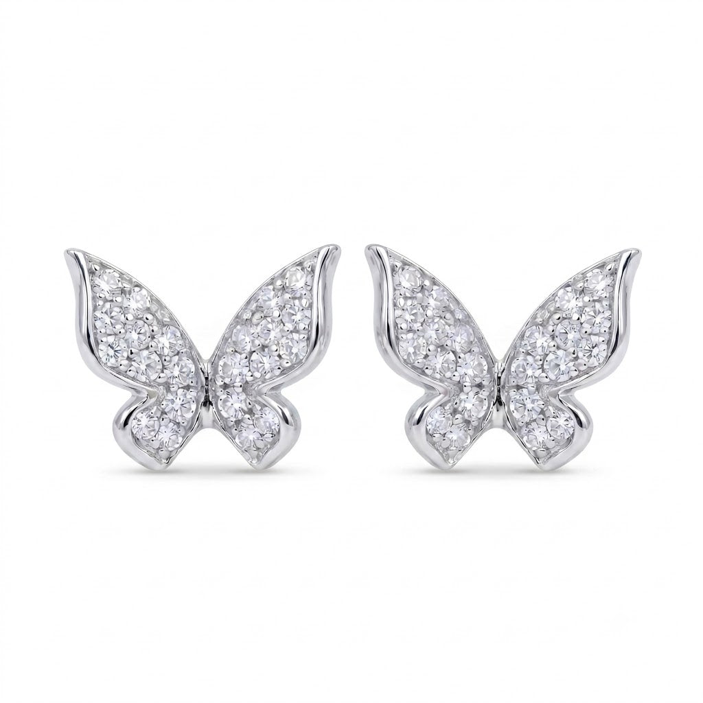 Diamond White Gold Butterfly Stud Earrings