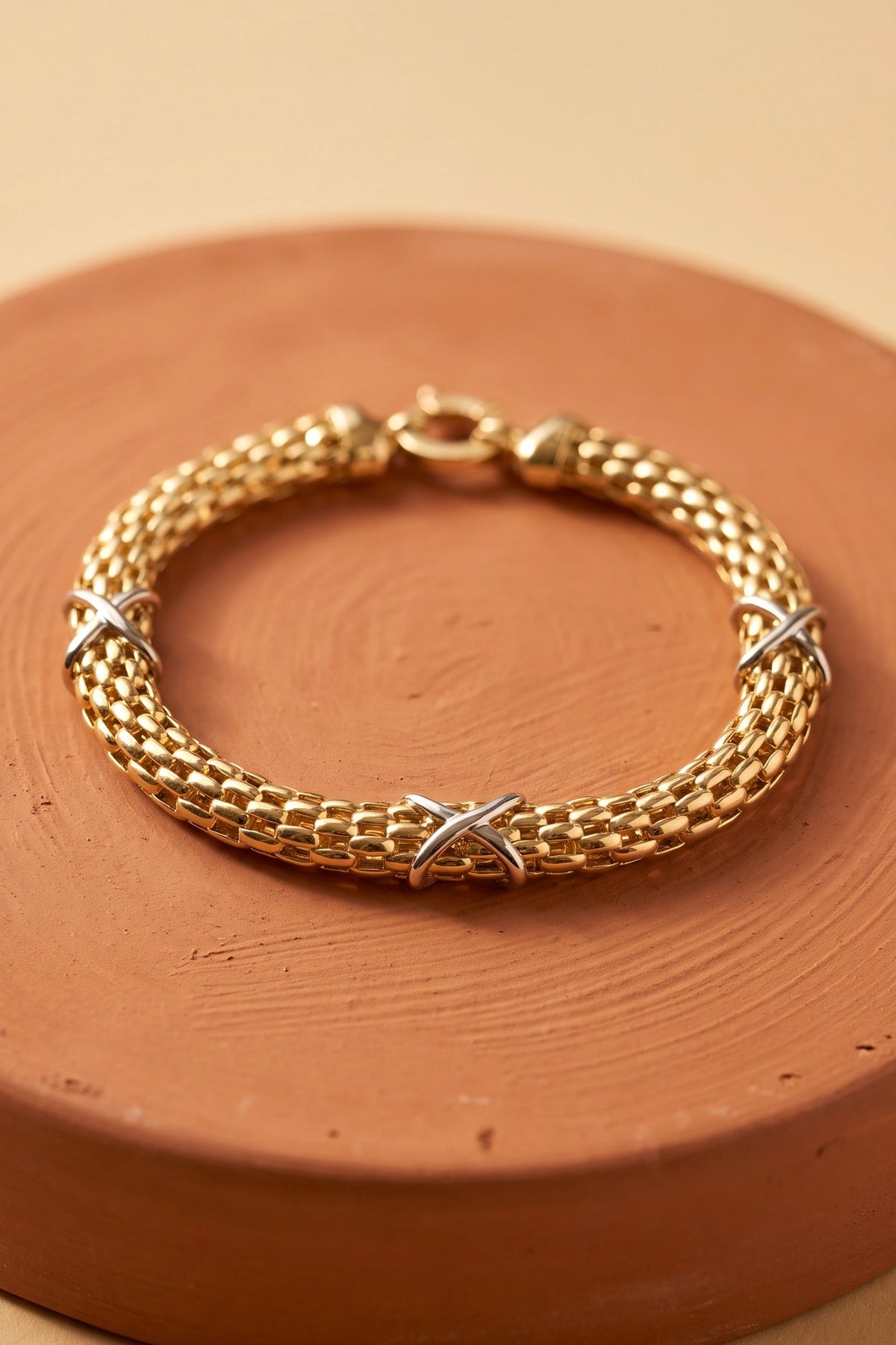 18K Two Tone Gold Chain Bracelet