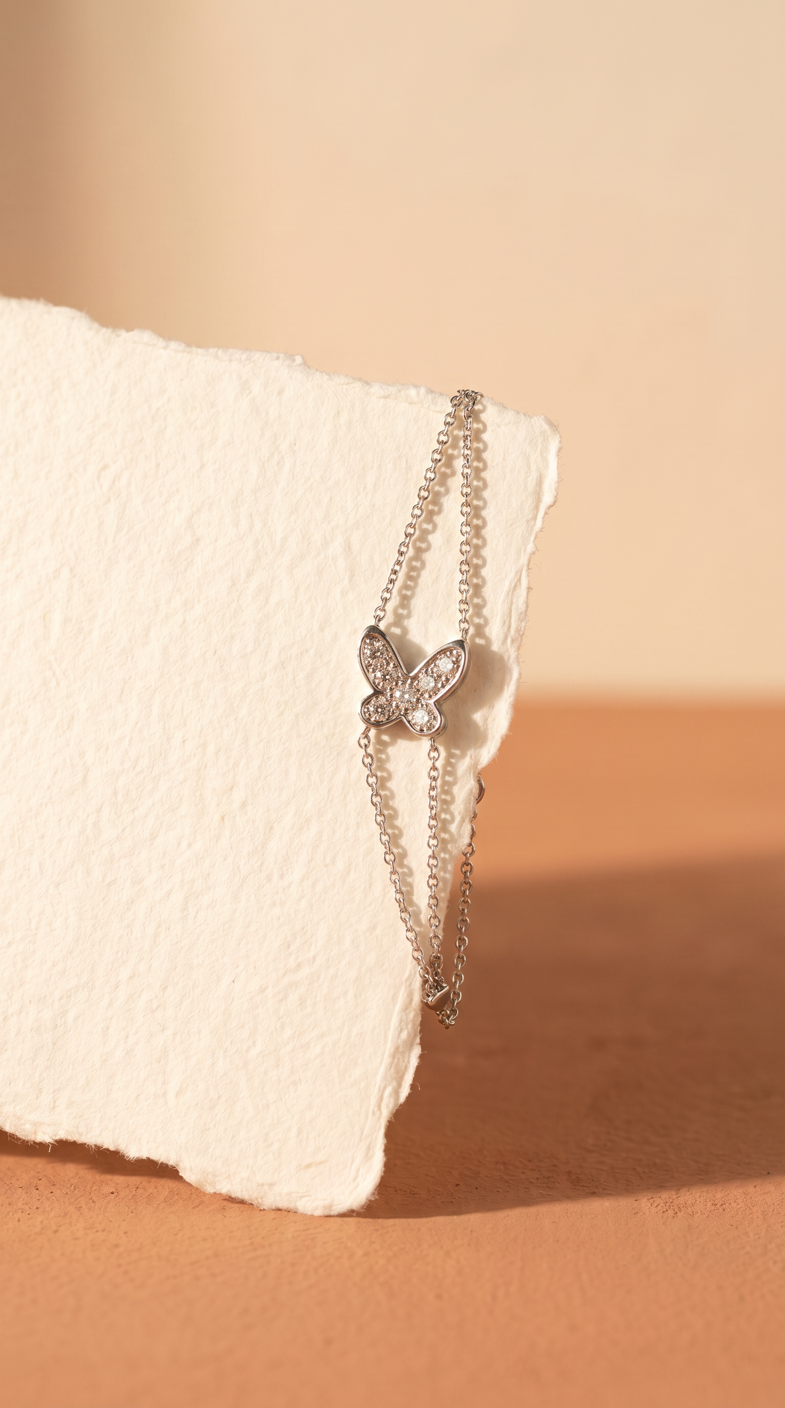 Diamond White Gold Butterfly Chain Bracelet