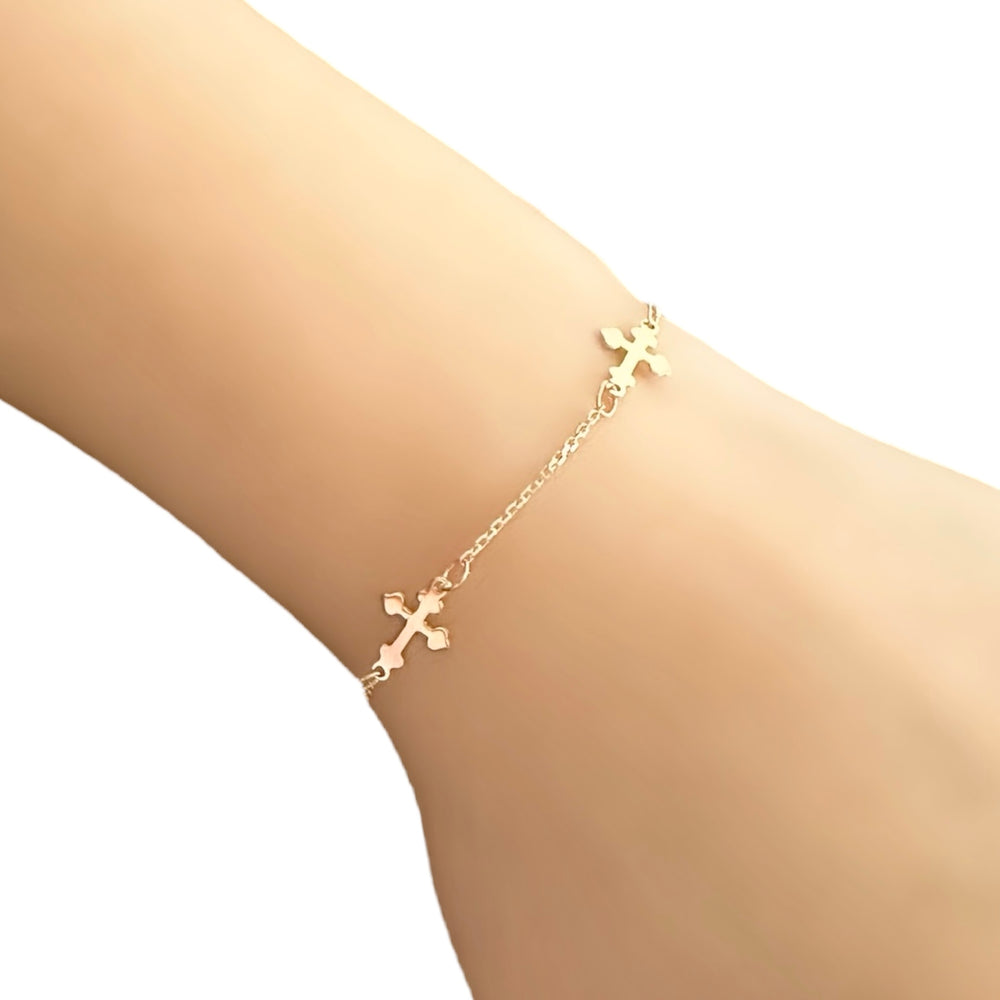 18K Gold Cross Bracelet