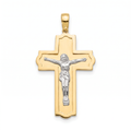 18K Two Tone Gold Crucifix Pendant