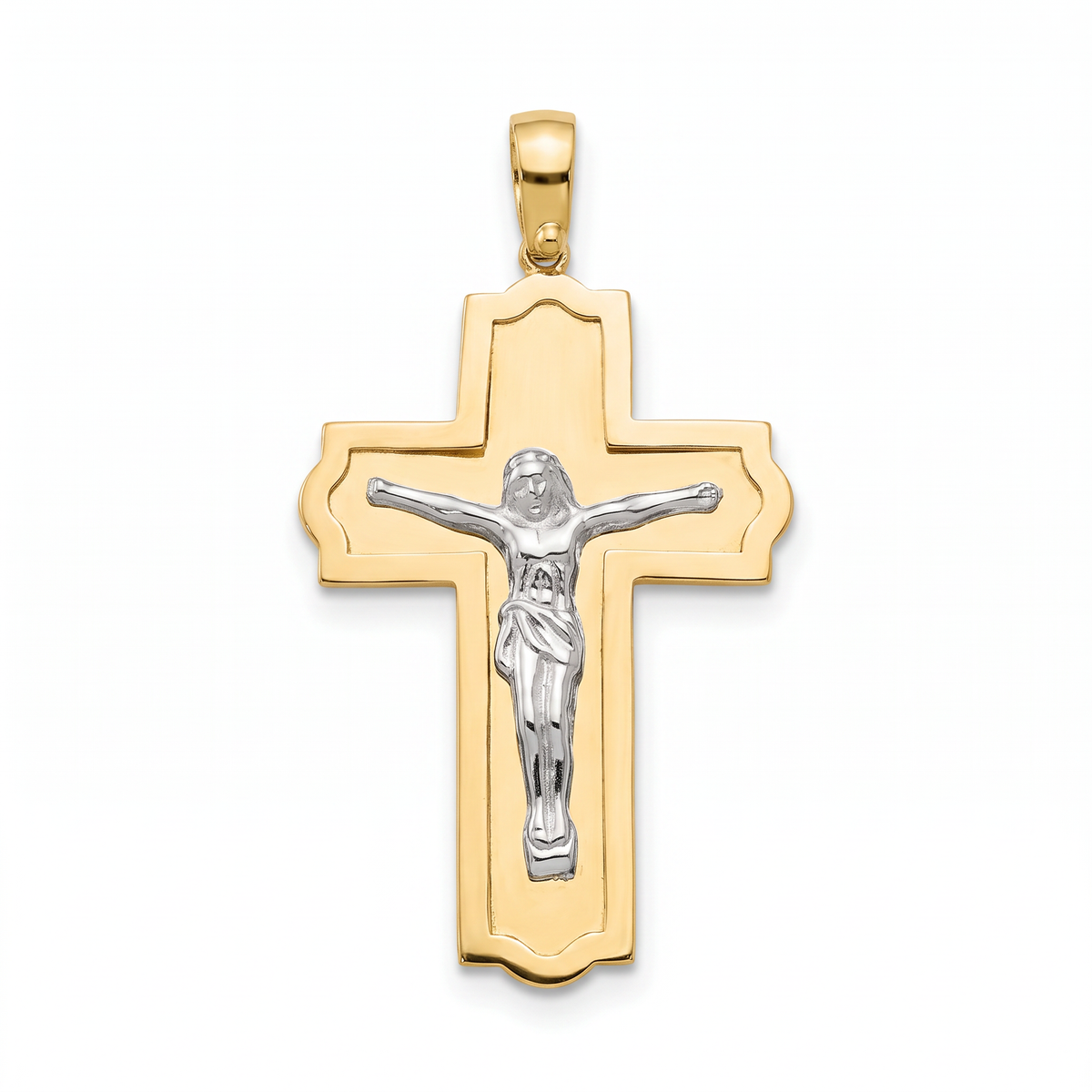18K Two Tone Gold Crucifix Pendant