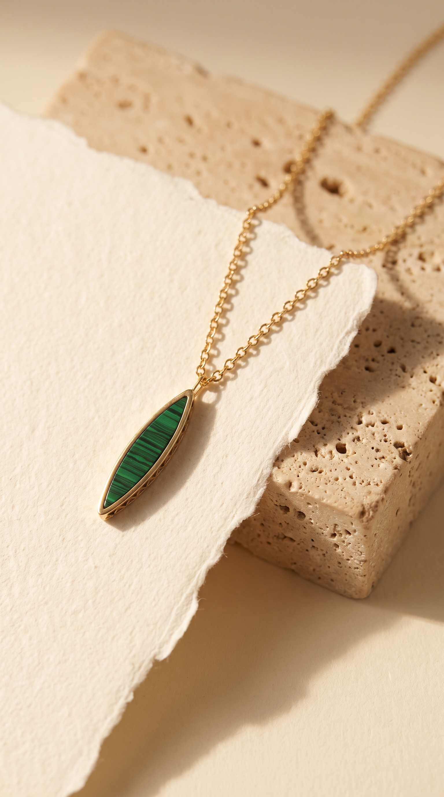 18K Yellow Gold Malachite Necklace