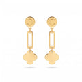 18K Yellow Gold Clover Drop Earring