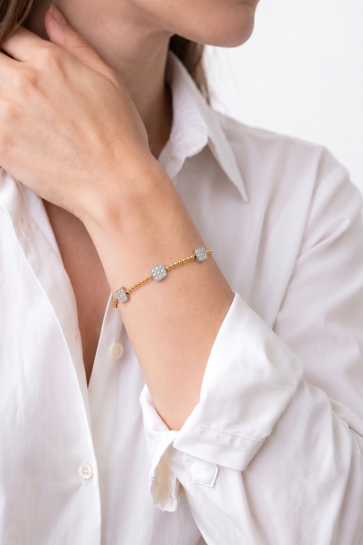Diamond Two Tone Gold Bangle Bracelet