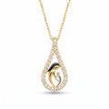 18K Yellow Gold Cubic Zirconia Black Rhodium Necklace