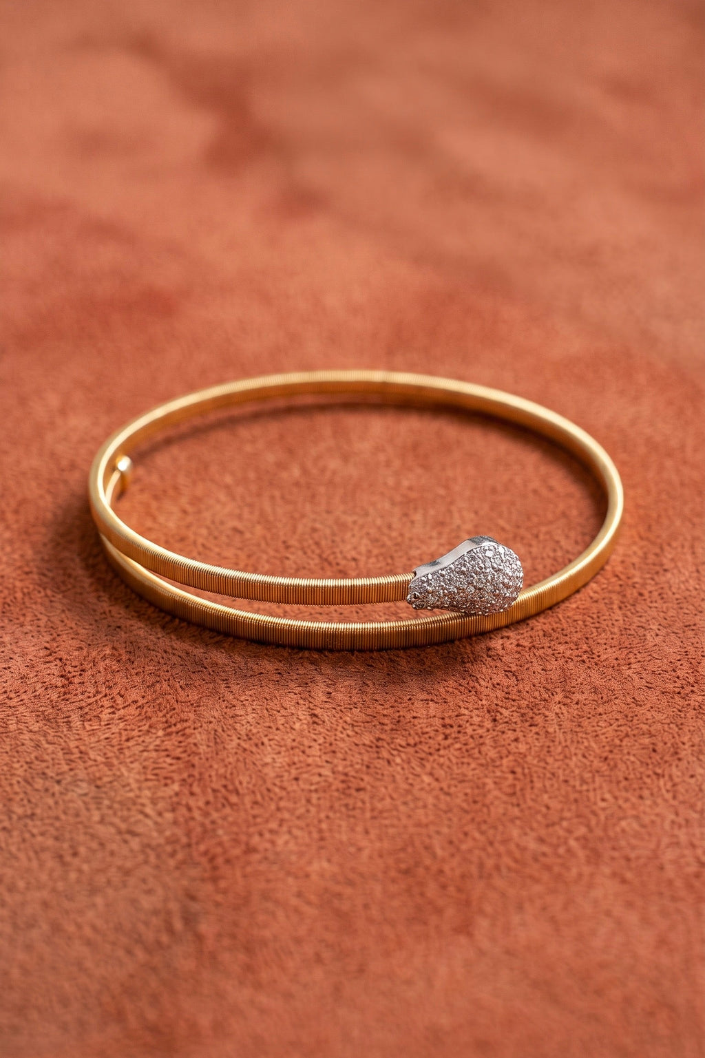 Diamond Two Tone Gold Pear Cuff Bracelet