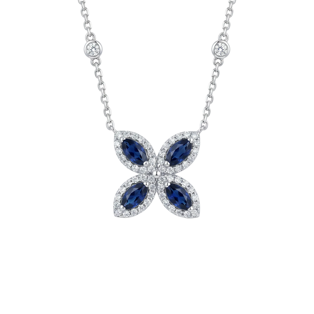 Diamond White Gold Sapphire Butterfly Necklace