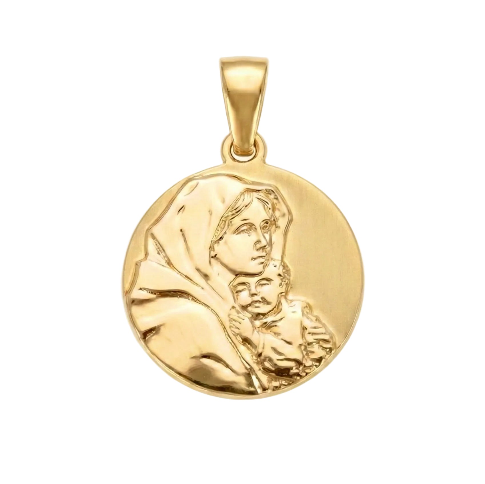 18K Yellow Gold Pendant Mary & Jesus Icon