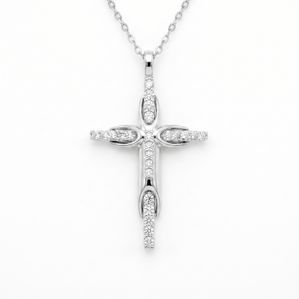 Diamond White Gold Cross Necklace