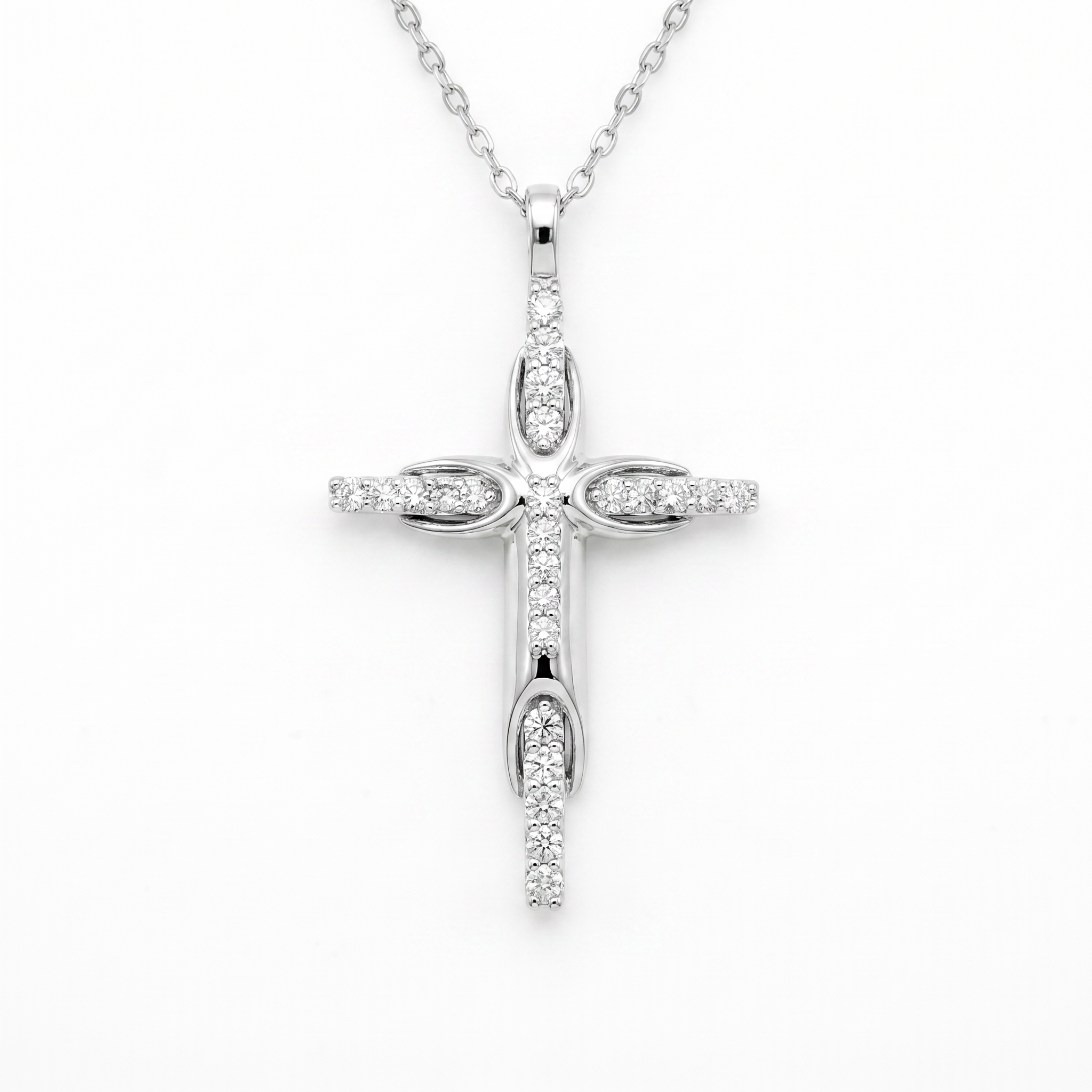 Diamond White Gold Cross Necklace