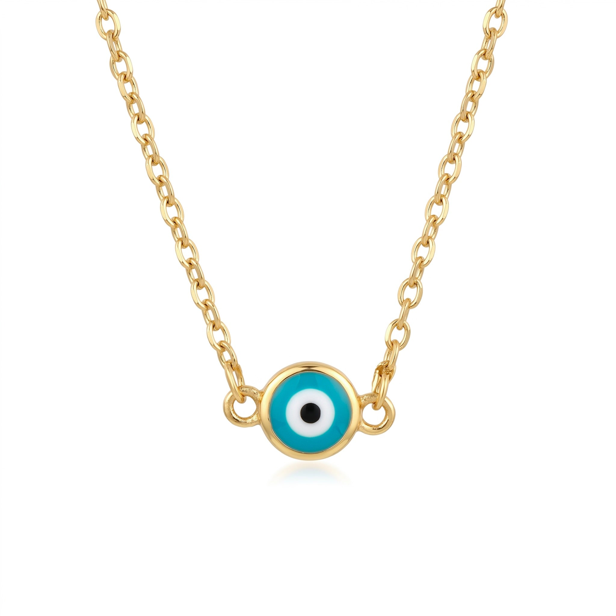 18K Yellow Gold Enamel Evil Eye Necklace