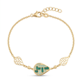 18K Yellow Gold Green Enamel Teardrop Chain Bracelet