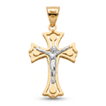 18K Two Tone Gold Crucifix Pendant