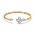 Diamond Two Tone Gold Pavé Flower Cuff Bracelet