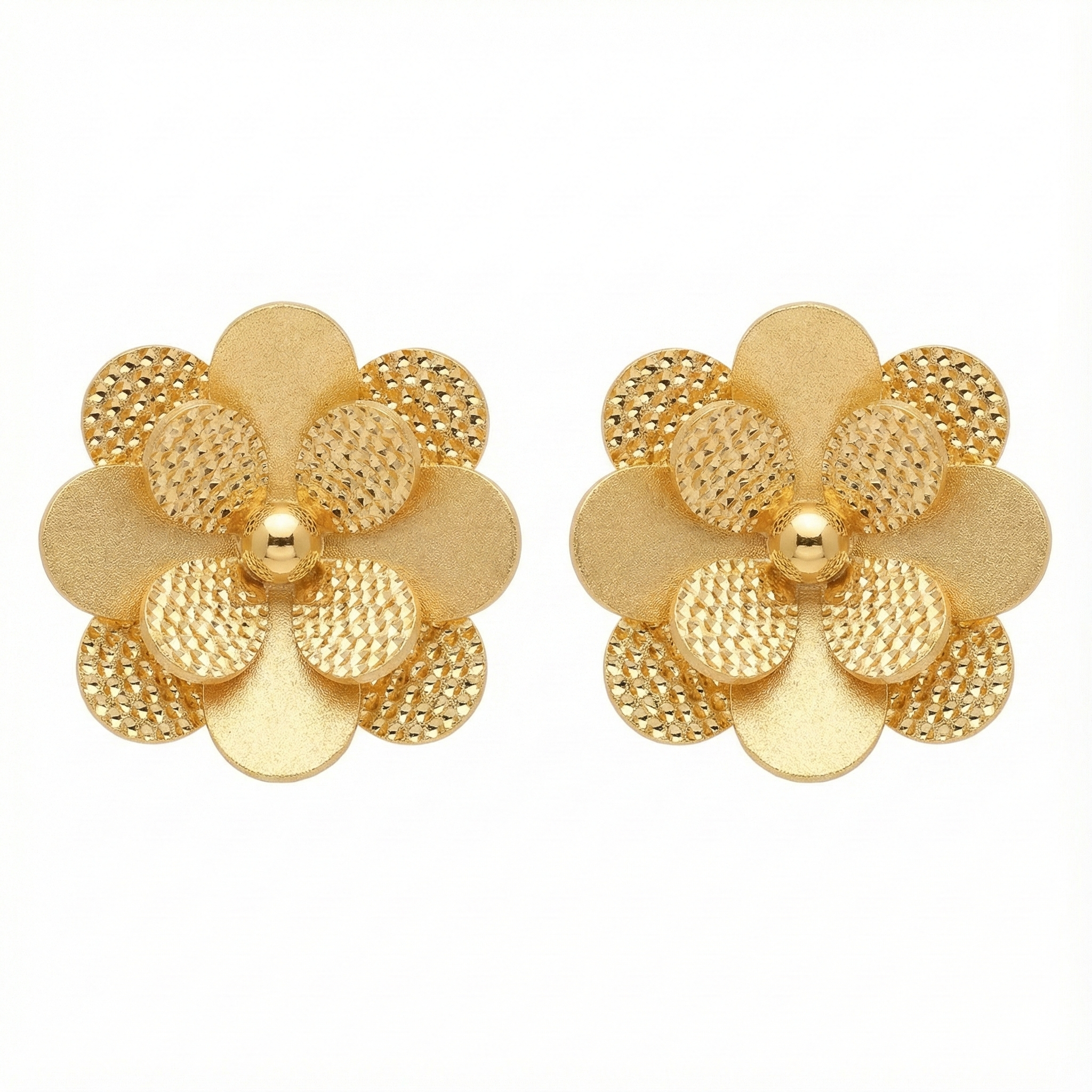 18K Yellow Gold Flower Earrings