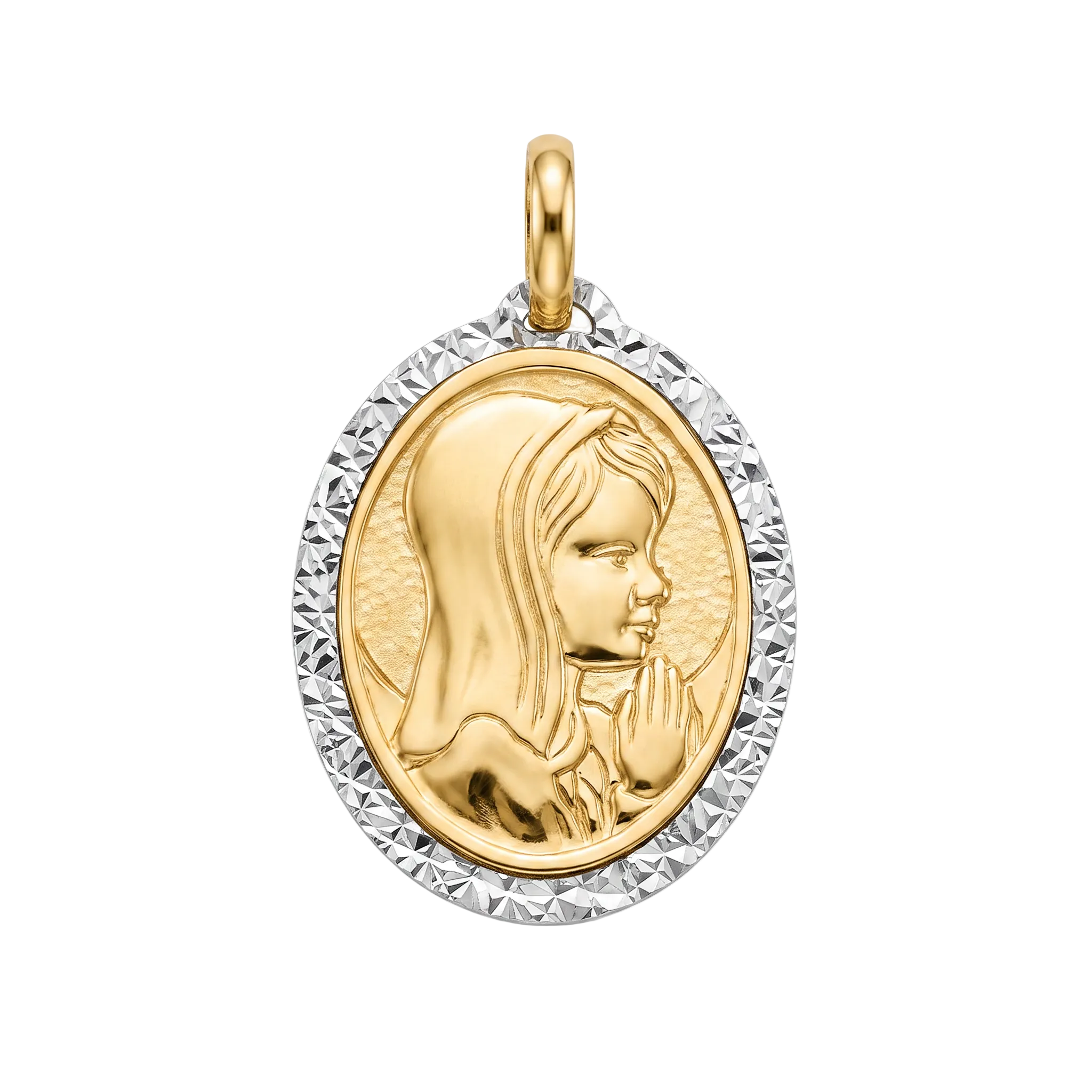 18K Two Tone Gold St. Mary Icon Pendant