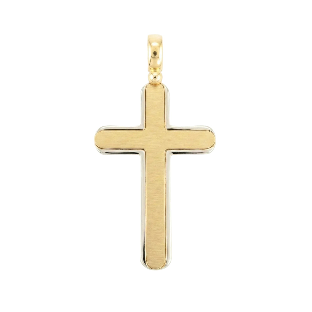 18K Two Tone Gold Cross Pendant
