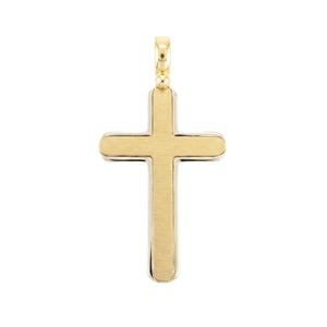 18K Two Tone Gold Cross Pendant