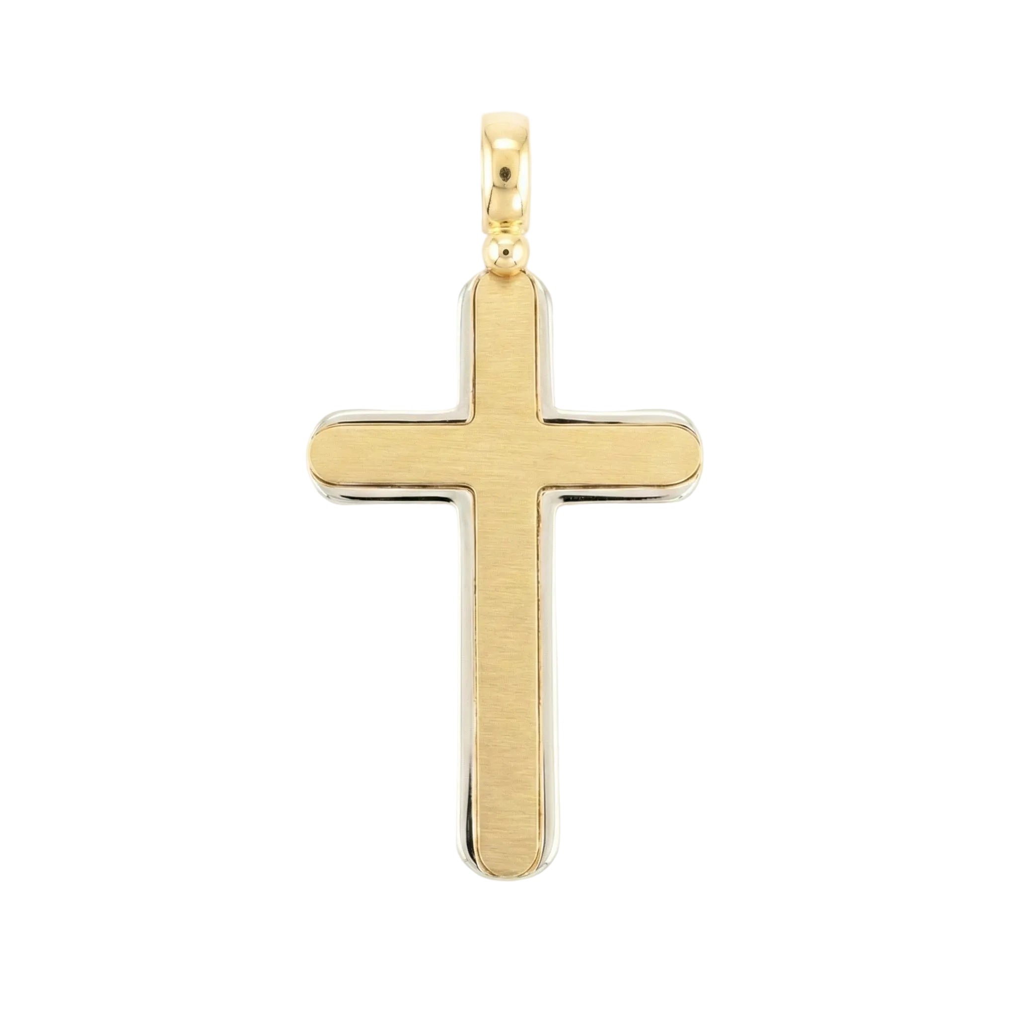18K Two Tone Gold Cross Pendant