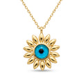 18K Yellow Gold Flower Evil Eye Necklace