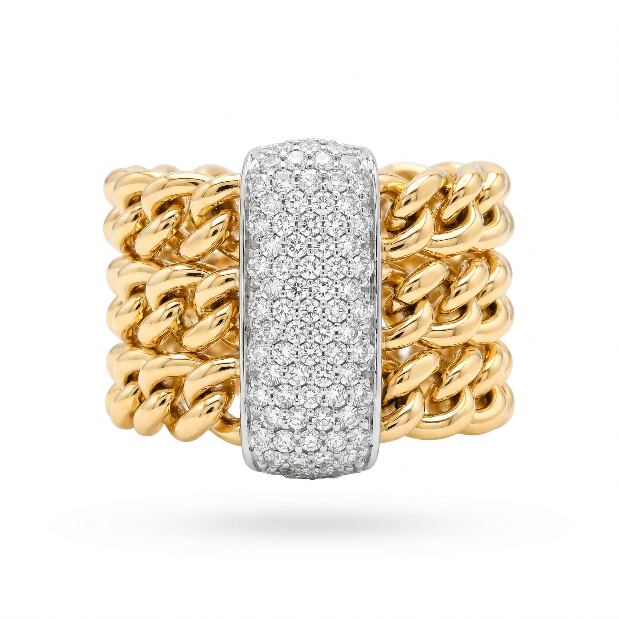 Diamond Two Tone Gold Stack Pave Ring