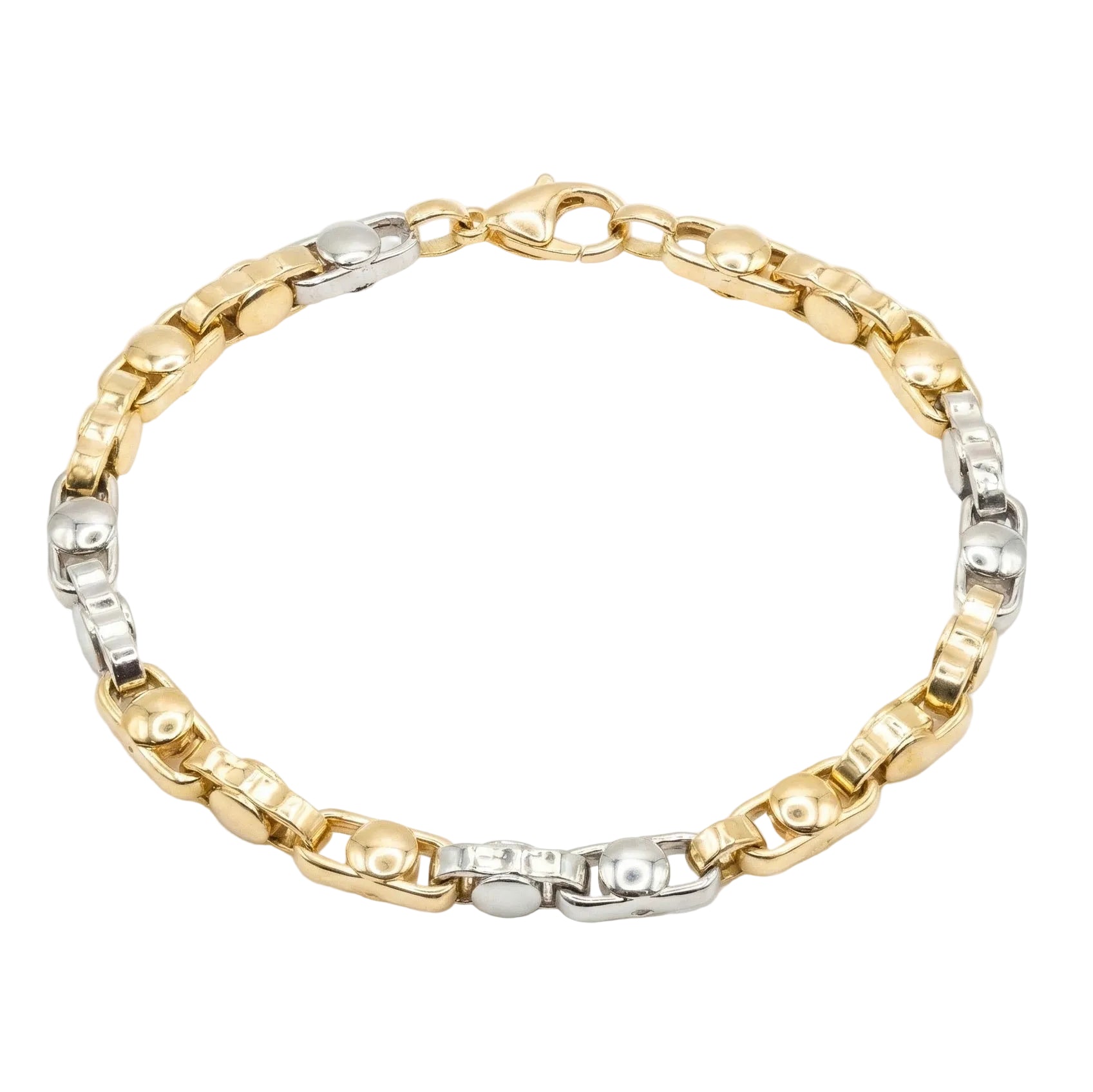 Men 18K Two Tone Gold Chain Bracelet