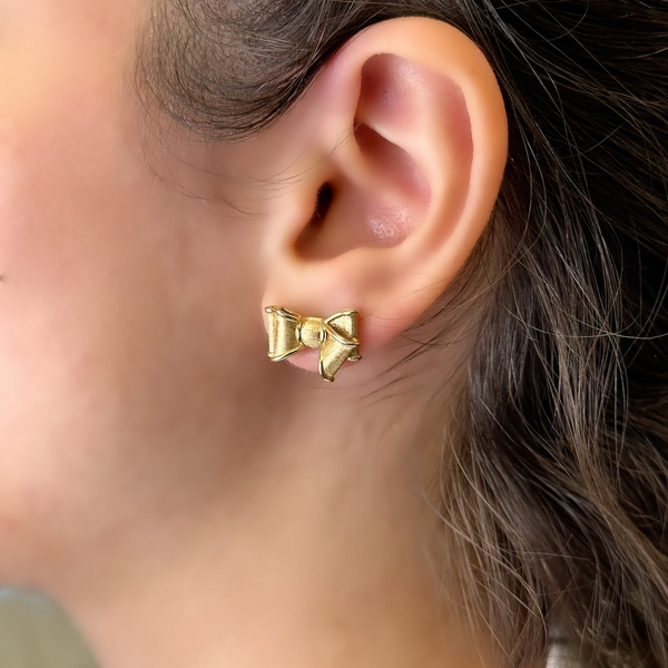 18k Gold Earrings Cross Stud Push Back Screw