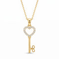 Diamond Yellow Gold Heart Key Chain Necklace