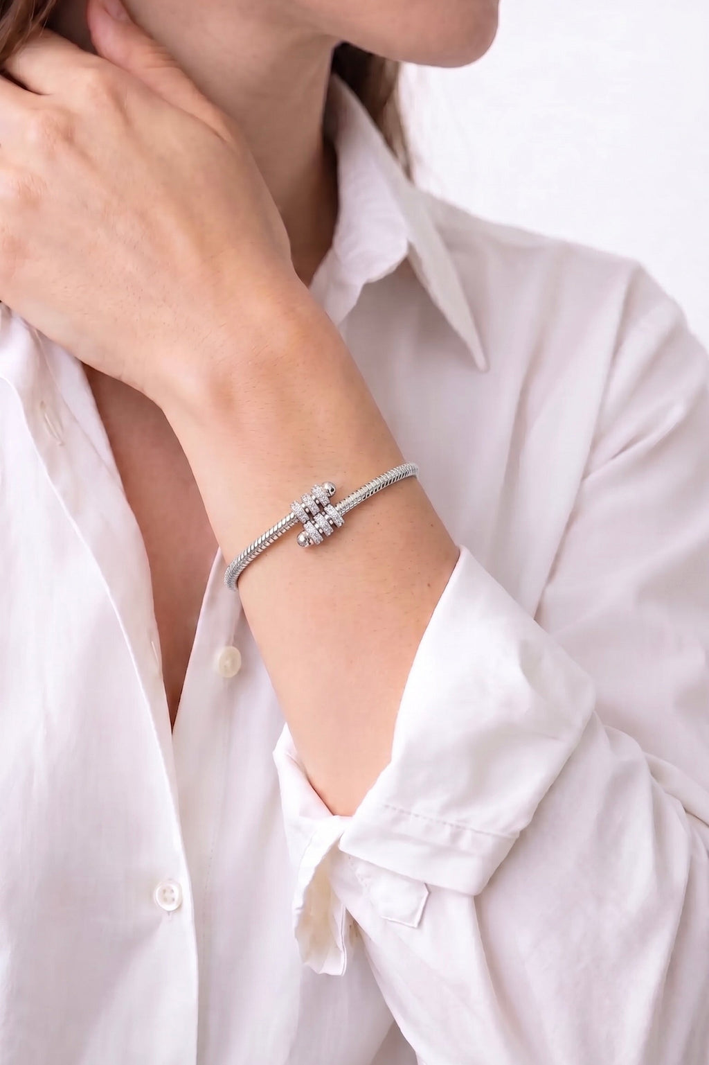 Diamond White Gold Cuff Bracelet