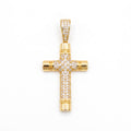 18K Yellow Gold Cubic Zirconia Pave Cross Pendant