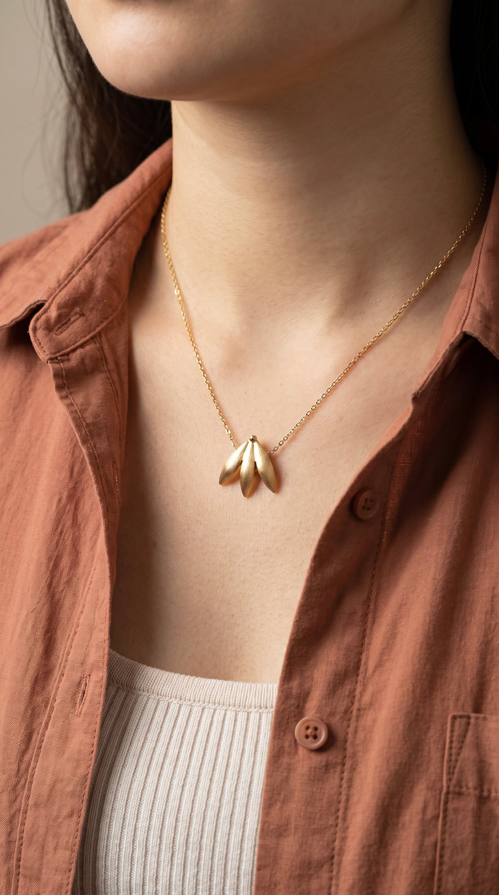 18K Yellow Gold Leaf Chain Necklace