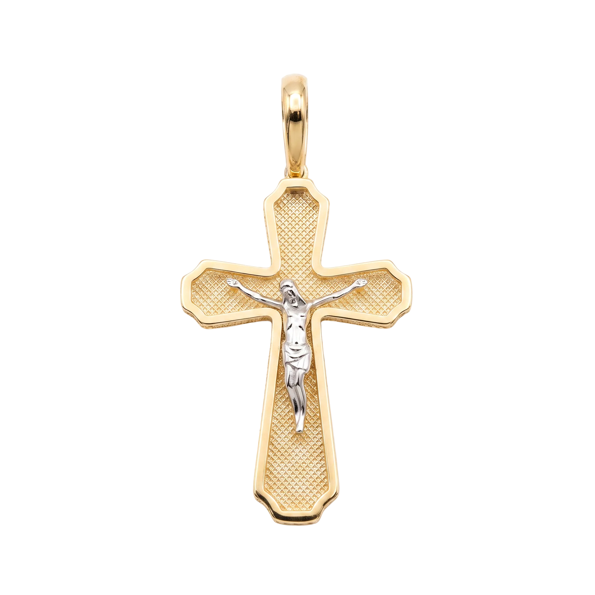 18K Two Tone Medium Crucifix Pendant
