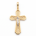 18K Two Tone Medium Crucifix Pendant
