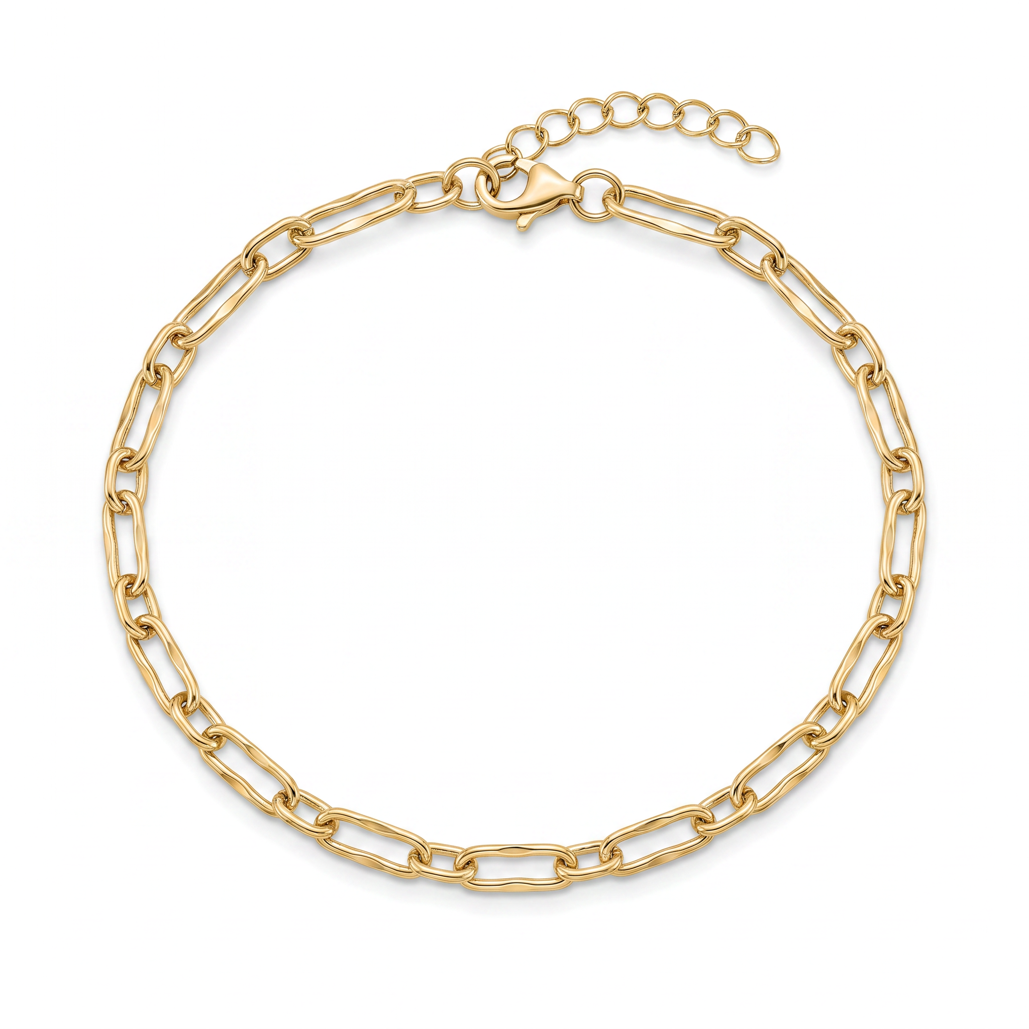 18K Yellow Gold Paper Clip Chain Bracelet