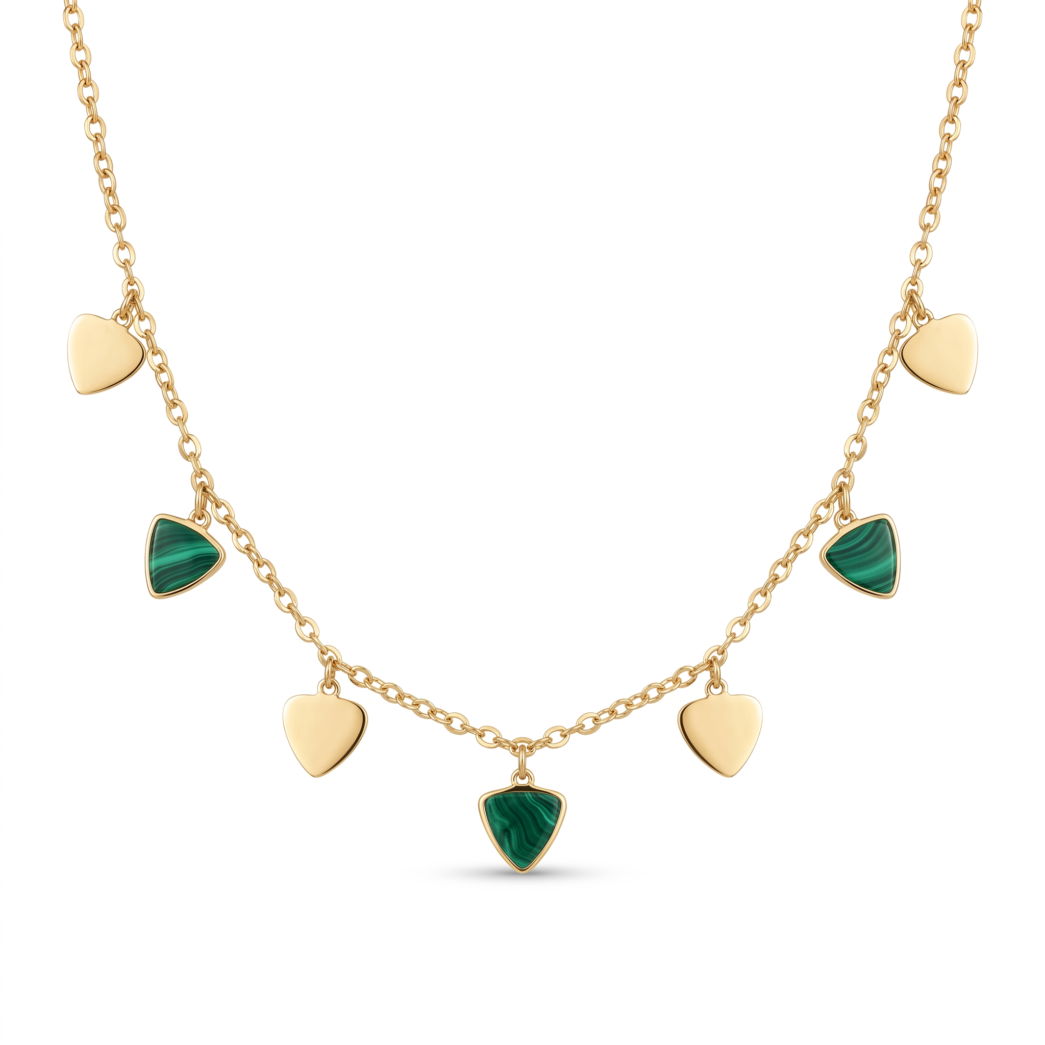 18K Yellow Gold Malachite Chain Necklace