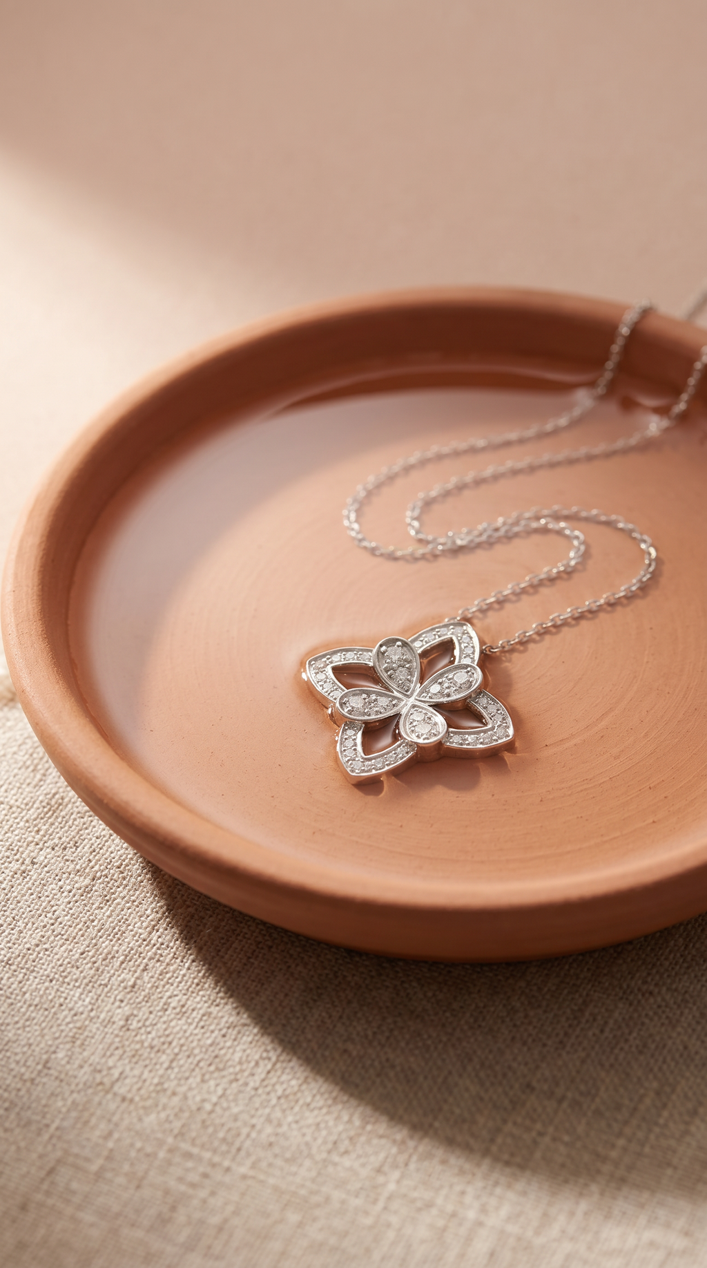 Diamond White Gold Flower Necklace