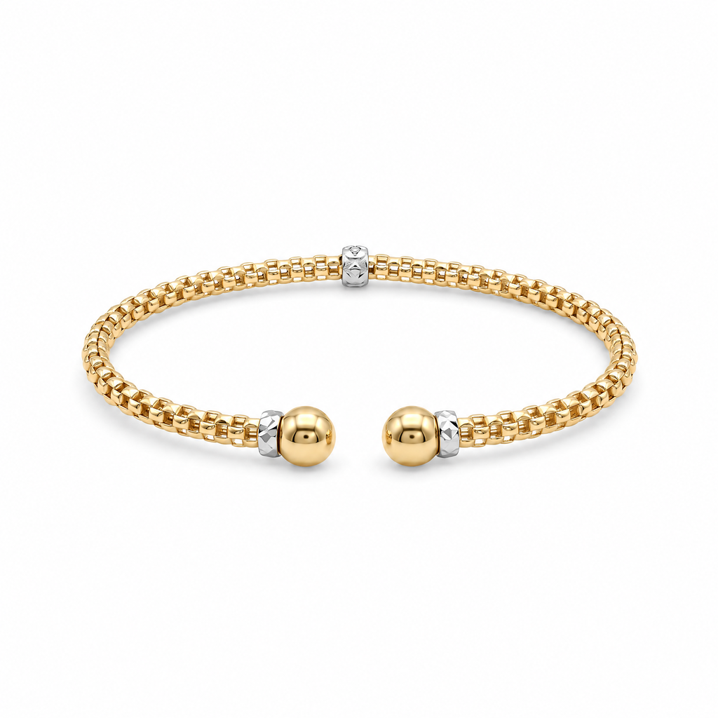 18K Two Tone Gold Cuff Bracelet