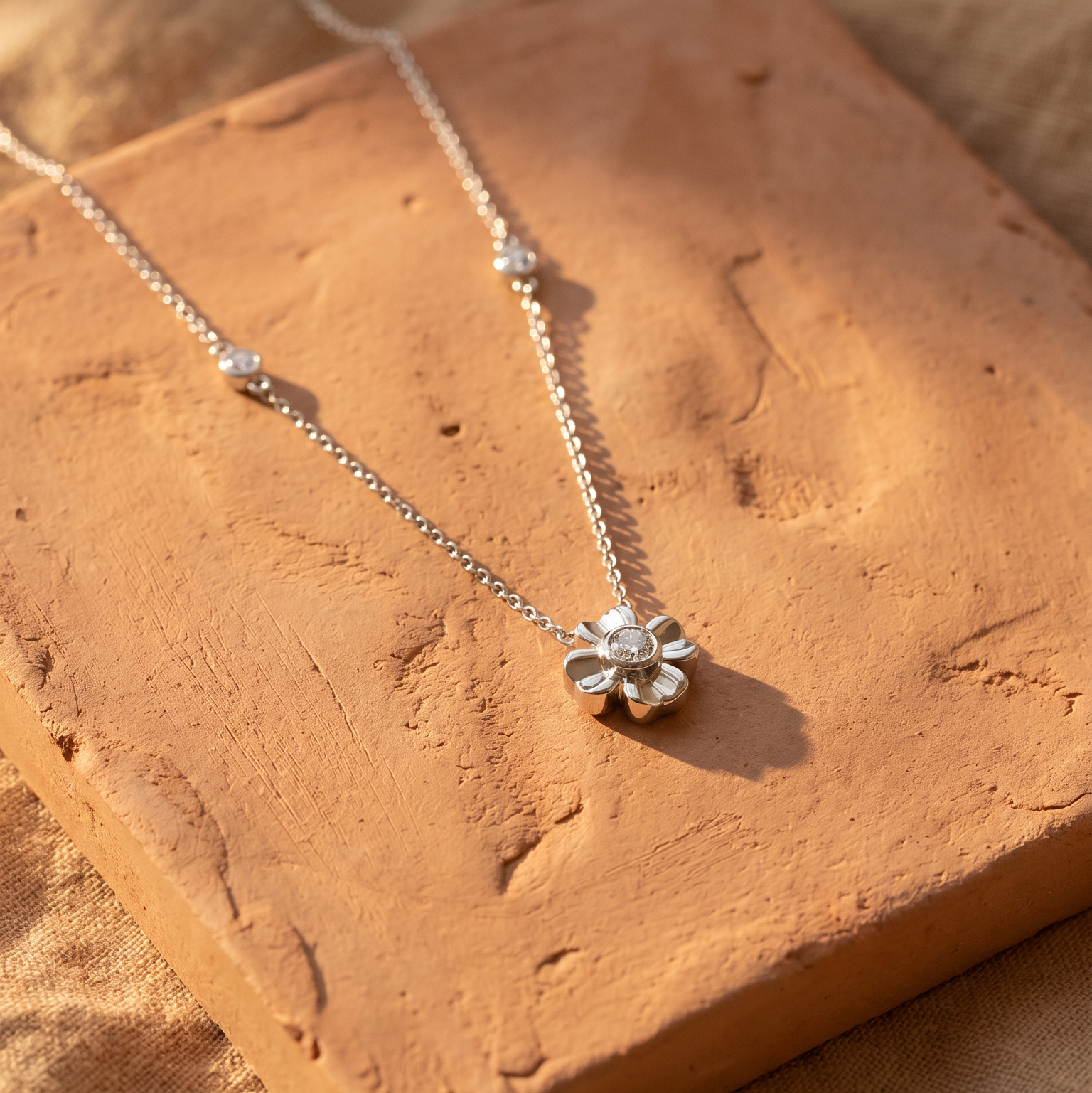 Diamond White Gold Clover Necklace