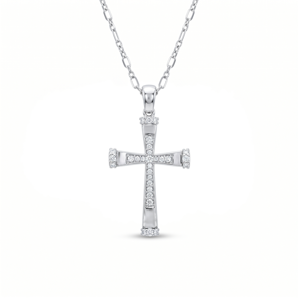 Diamond White Gold Cross Necklace