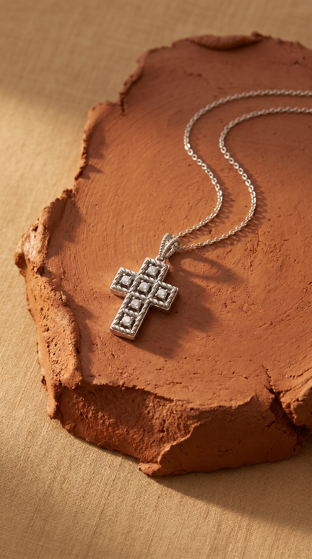 Diamond White Gold Cross Necklace