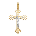 18K Two Tone Gold Crucifix Pendant