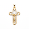 18K Two Tone Gold Crucifix Pendant