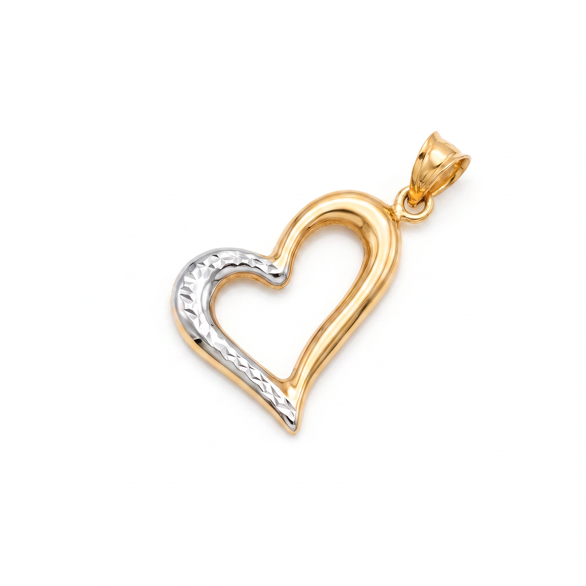 18K Two Tone Gold Heart Pendant