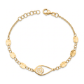 18K Yellow Gold White Enamel Motif Baby Bracelet