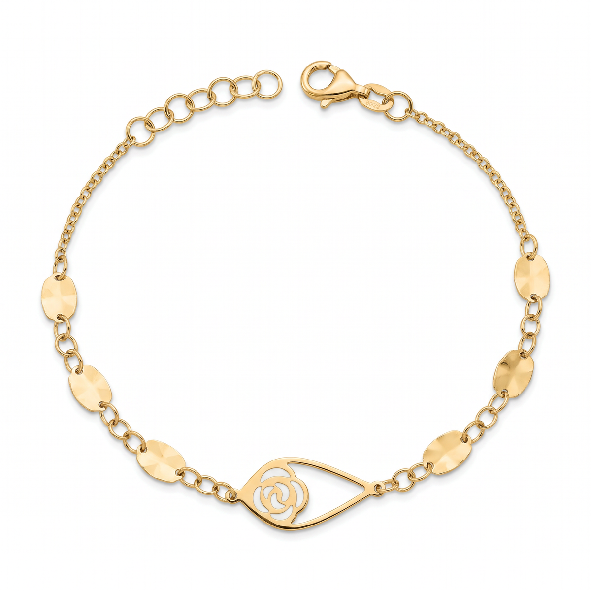 18K Yellow Gold White Enamel Motif Baby Bracelet