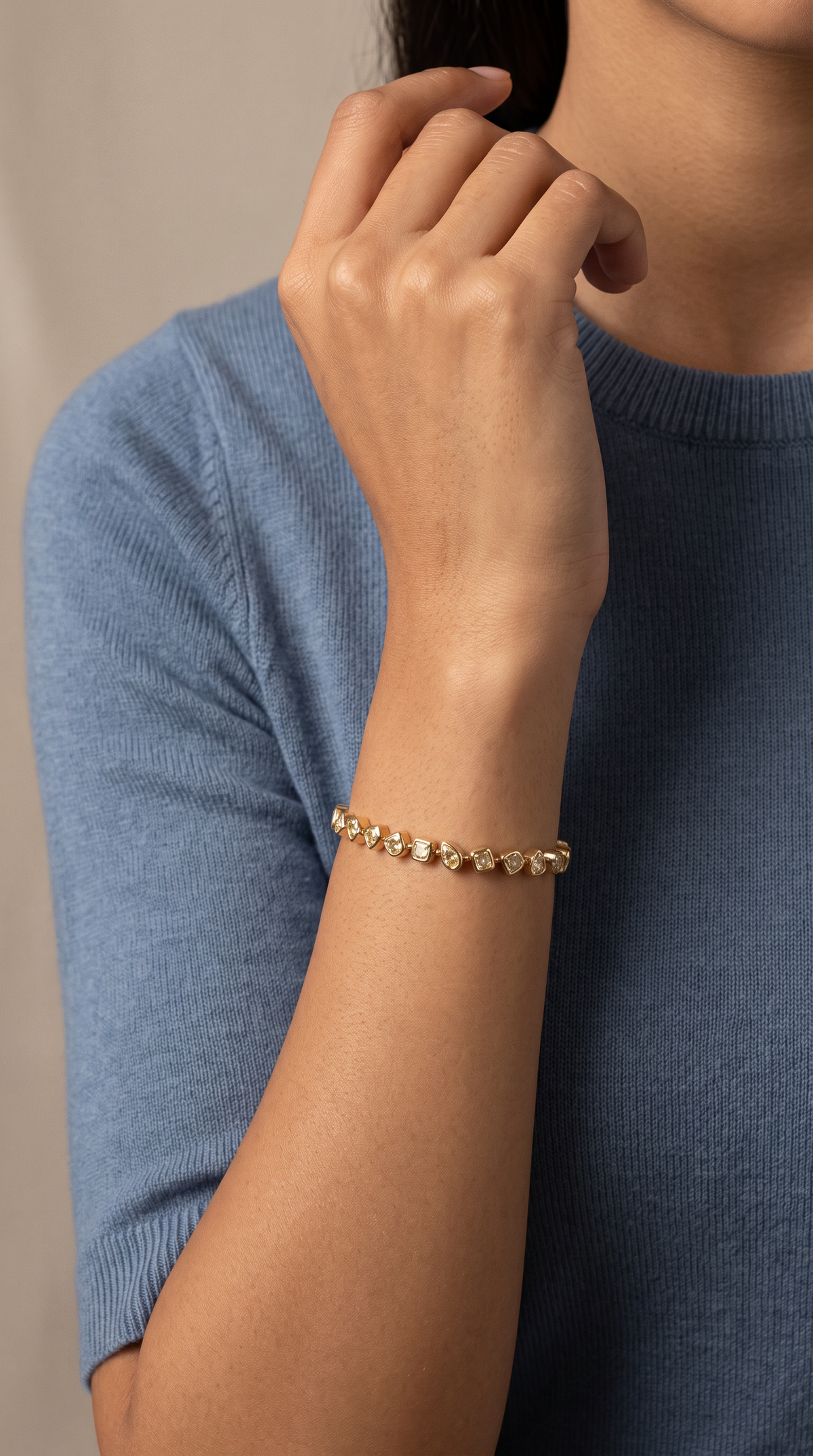 Diamond Yellow Gold Fancy Yellow Mixed Shape Tennis Bracelet