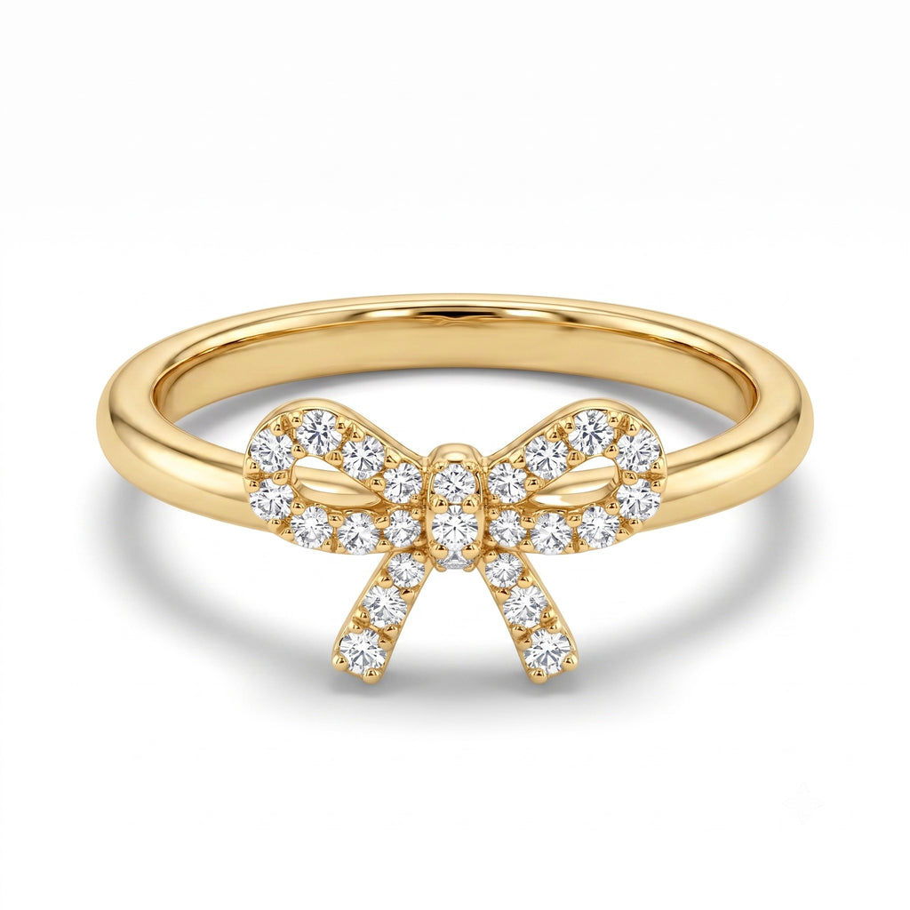 Diamond Yellow Gold Bow Ring