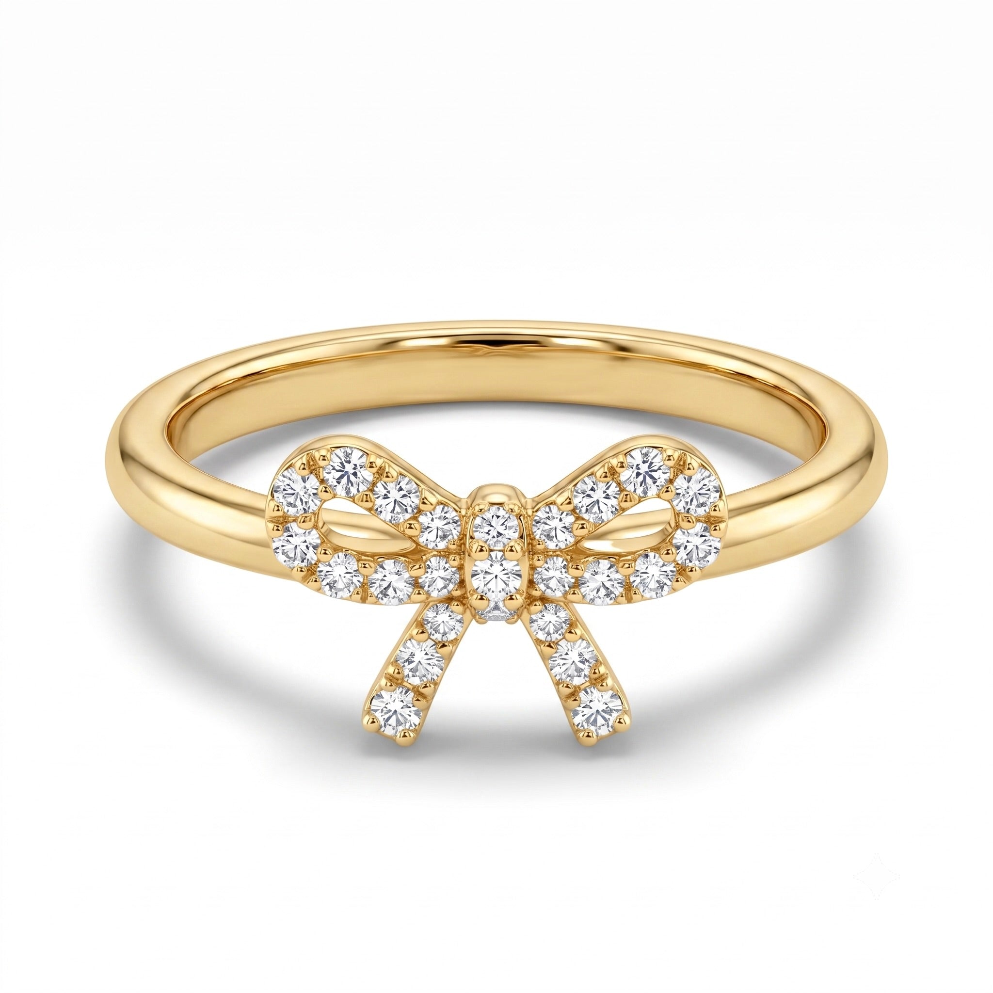 Diamond Yellow Gold Bow Ring